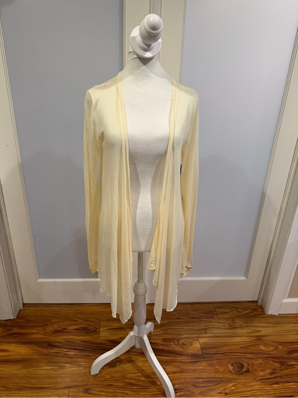 Cowgirl Tuff Pale Yellow Open-Front Draped Cardigan